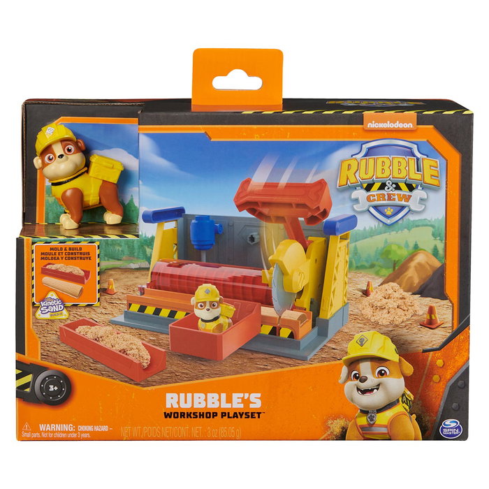 Spin Master Pat' Patrouille Equipo Rubble Playset Taller Construcción 6067082 - Atelier de Construction avec Arena de Juego Cinétique - Jouet dès 3 ans