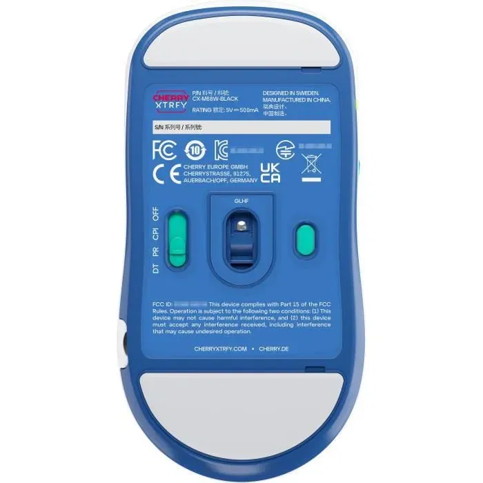 Cherry XTRFY M68 Wireless - Souris Gamer sans Fil Ultra-Légère (53g) - Forme Symétrique, Capteur Pixart 3395, Autonomie 75h, 2.4 GHz, Blanc