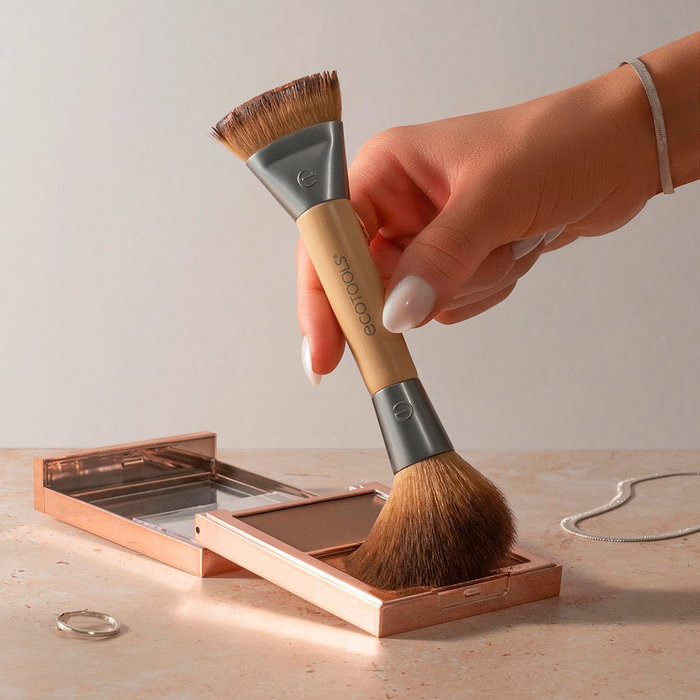 Ecotools Pinceau de maquillage double Sculpt + Bronze pour contouring et bronzage - Double fonction, synthétique, vegan