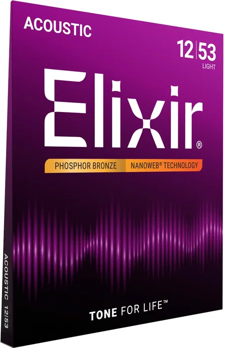 Elixir Juego Acústica Nanoweb 92/8 Phosphor Bronze 12-53 Cordes