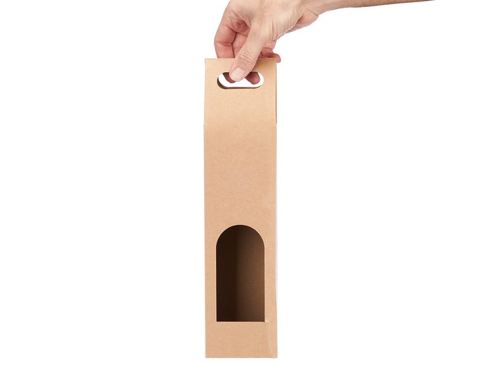 KINVARA Sac en papier Kraft pour le vin avec fenêtre individuelle, Marron