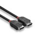 Lindy Câble DisplayPort 1.2 Black Line - 2m - Triple blindage - Support 4K UHD (4096x2160) 60Hz, Audio 32 canaux et Dolby True HD