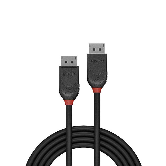 Lindy Câble DisplayPort 1.2 Black Line - 2m - Triple blindage - Support 4K UHD (4096x2160) 60Hz, Audio 32 canaux et Dolby True HD