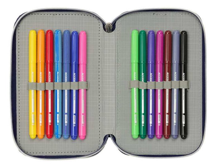 Safta Plumier Triple 37 Pièces pour Crayons - Dimensions : 12,5 x 19,5 x 5,5 cm