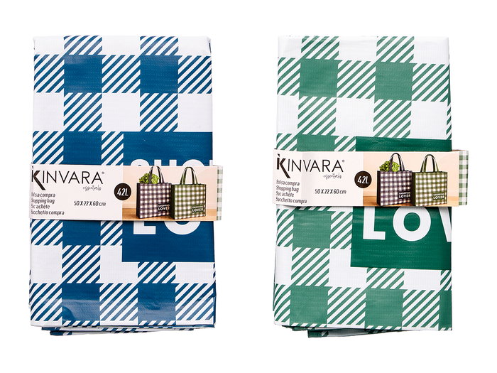Kinvara Sac en Rafia 50 x 22 cm Couleurs Assorties 42L Imperméable RPET et Polyester (Set de 24)