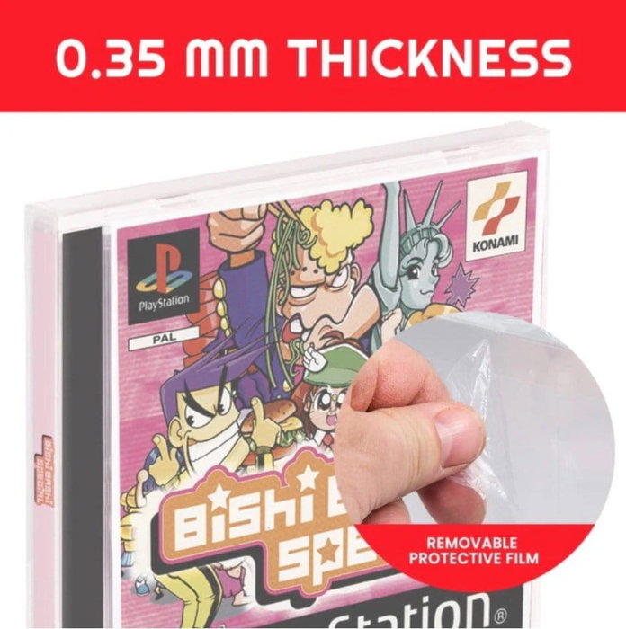 Evoretro Pack de 25 boîtes de protection en PET pour jeux PS1, Single CD et Dreamcast