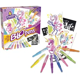 Lansay Blopens Atelier Chevaux Fantastiques, Feutres Aérographes avec Pochoirs Licorne et Pégase pour Enfant dès 5 Ans