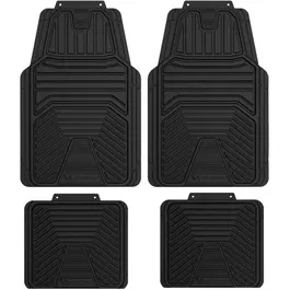 Michelin - Set de 4 Tapis Auto Universels en Caoutchouc Noir à Sillons - Protection Intérieure Voiture