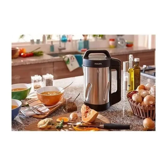 Philips HR2203/80 SoupMaker Série 3000 - Blender chauffant pour soupe, smoothies et compotes, 5 programmes, 1000W, bol 2L métal, inclut livre de recettes