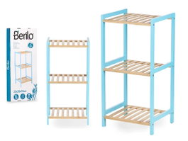 Berilo Étagère Carrée 3 Niveaux en Bambou Bleu Beryl 35 x 70 x 30 cm avec Étagères en Pin