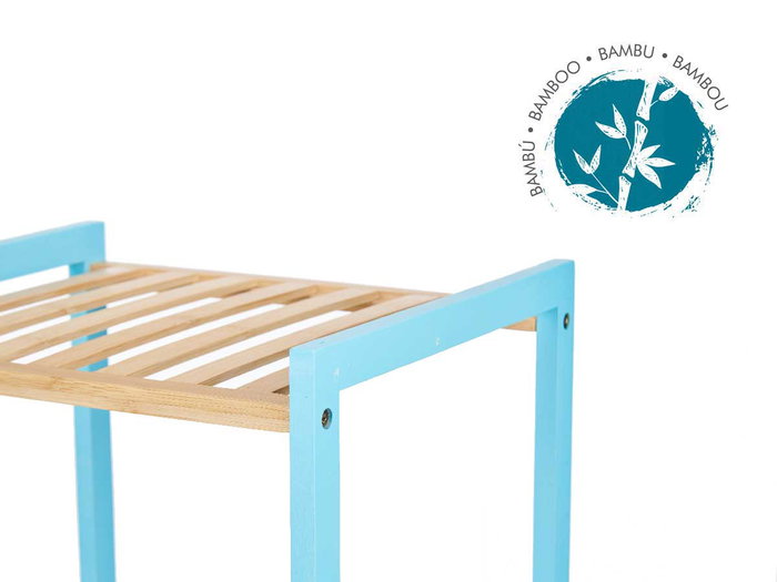Berilo Étagère Carrée 3 Niveaux en Bambou Bleu Beryl 35 x 70 x 30 cm avec Étagères en Pin Berilo Étagère Carrée 3 Niveaux en Bambou Bleu Beryl 35 x 70 x 30 cm avec Étagères en Pin