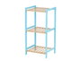Berilo Étagère Carrée 3 Niveaux en Bambou Bleu Beryl 35 x 70 x 30 cm avec Étagères en Pin
