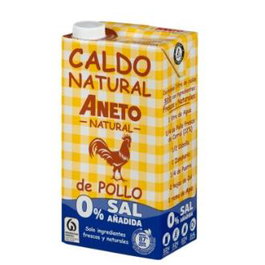 Aneto - Caldo naturel de poulet 0% sel ajouté, 1 litre - Bouillon à base de poulet fermier et légumes frais