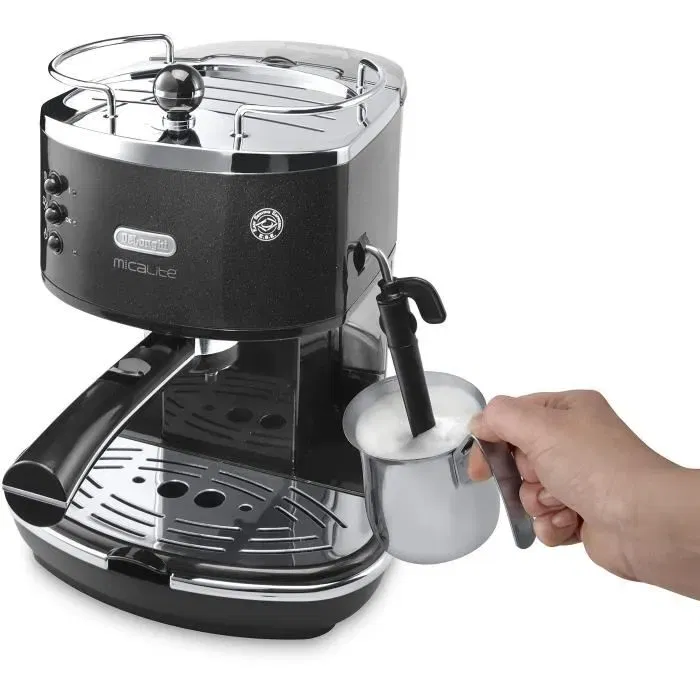 De'Longhi Machine à Expresso Manuelle Icona ECO311.BK Noire avec Pompe 15 bars, Chaudière Inox et Panneau de Commande 3 Boutons