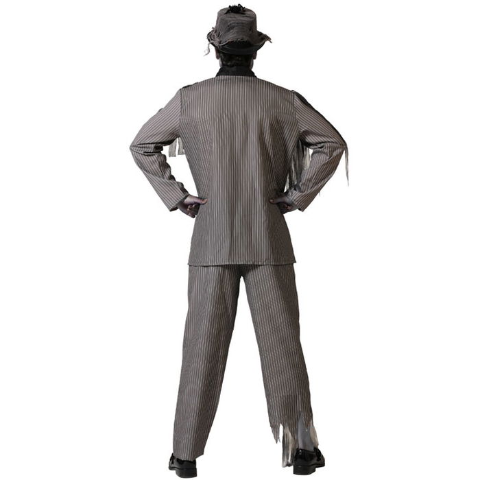 Déguisement Novio Zombi Gris avec Veste et Pantalon Rayé Taille XL pour Homme Adulte - Costume de Marié Zombie pour Halloween