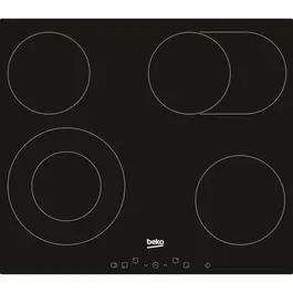 Beko HIC 64403 T - Table de cuisson vitrocéramique 4 feux (60 cm) - Foyers Hi-light, commandes tactiles frontales, minuteurs