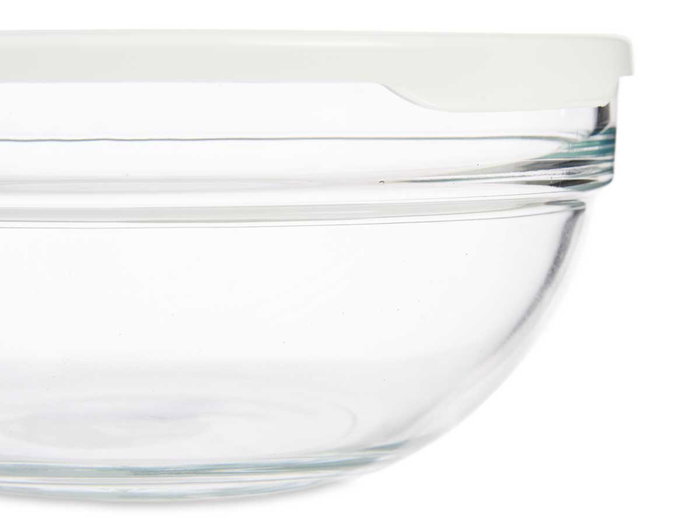 Pasabahce Boîte Ronde Chefs avec Couvercle Blanc 1135 ml 17x7x17 cm Verre et Plastique (Set de 4)