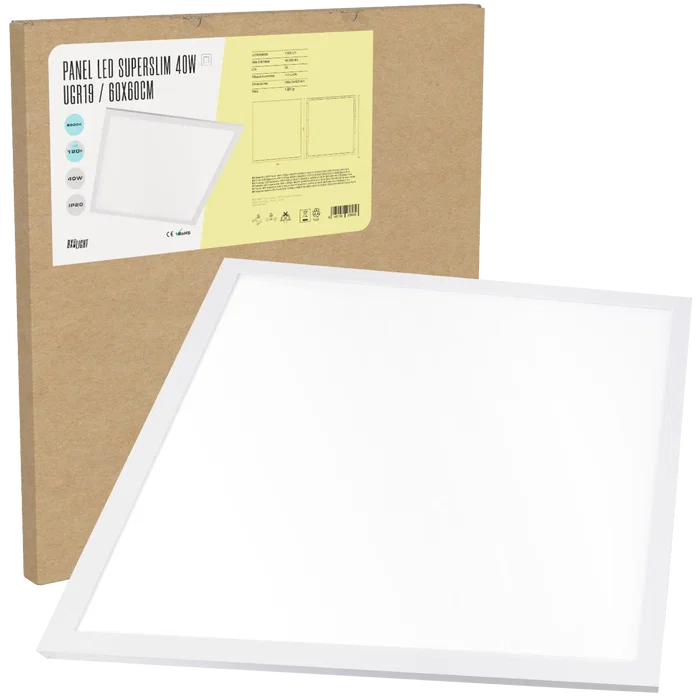 BX3 Light - Panneau LED Superslim 40W, 4500 Lm, 6000K, Blanc Froid, 60x60 cm, UGR<19, 40000h, Réf. BX3-595-40-CW BX3 Light - Panneau LED Superslim 40W, 4500 Lm, 6000K, Blanc Froid, 60x60 cm, UGR<19, 40000h, Réf. BX3-595-40-CW