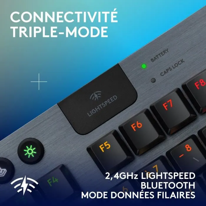Logitech G G915 TKL X - Clavier gamer sans fil AZERTY avec switchs tactiles, rétroéclairage et fonctions raccourcis - Noir