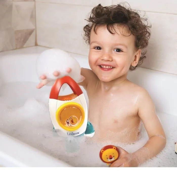 Lexibook - Jeu de bain fusée avec 3 animaux souples flottants (lion, ours, éléphant) et jets d'eau tournants - Pour enfants dès 18 mois Lexibook - Jeu de bain fusée avec 3 animaux souples flottants (lion, ours, éléphant) et jets d'eau tournants - Pour enfants dès 18 mois
