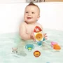 Lexibook - Jeu de bain fusée avec 3 animaux souples flottants (lion, ours, éléphant) et jets d'eau tournants - Pour enfants dès 18 mois