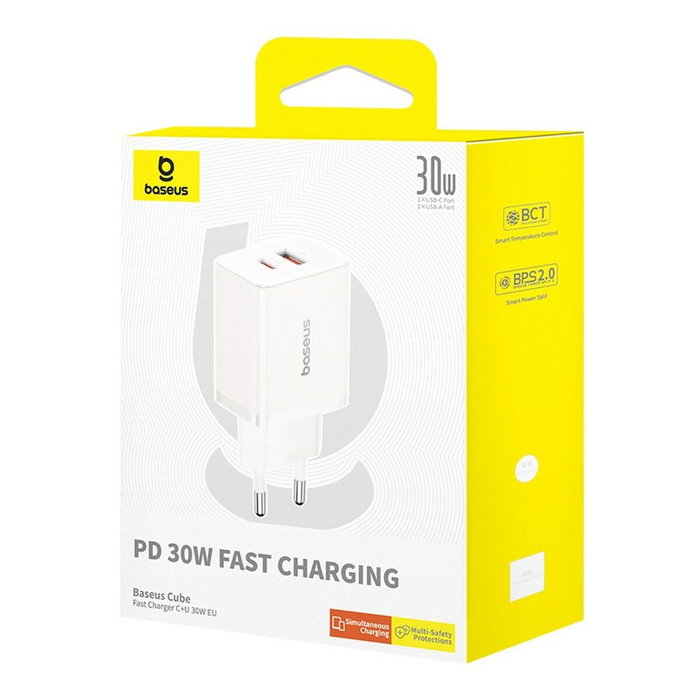 Baseus Chargeur mural P10111404213-00 Blanc 30 W avec USB et USB-C Baseus Chargeur mural P10111404213-00 Blanc 30 W avec USB et USB-C