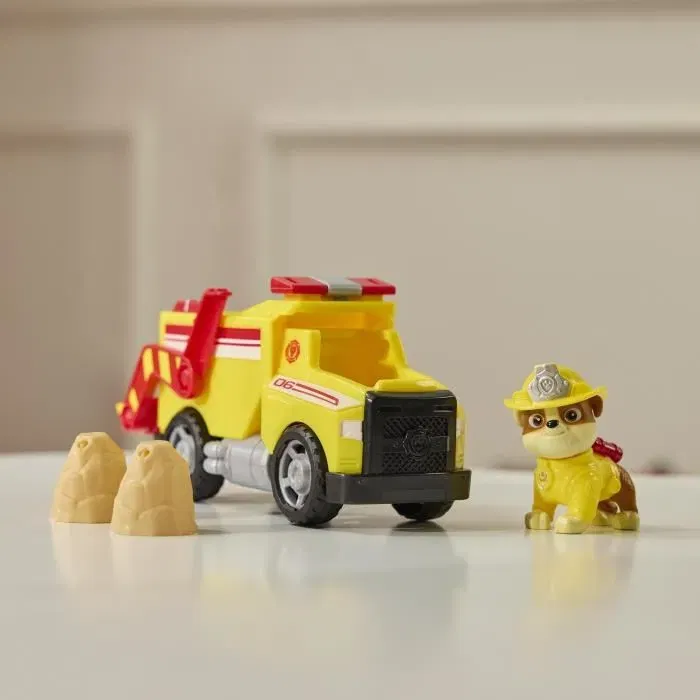 Spinmaster - Figurine Rubben Fire Rescue La Pat'Patrouille - Camion-benne avec 2 projectiles et tenue de pompier - Jouet à partir de 3 ans