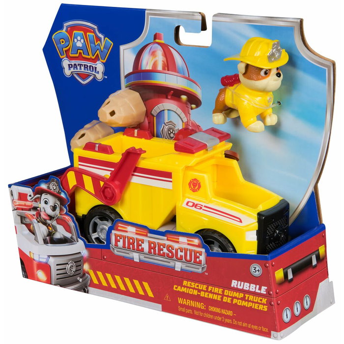 Spin Master Véhicule Fire Rescue Rubble Paw Patrol avec figurine et projectiles