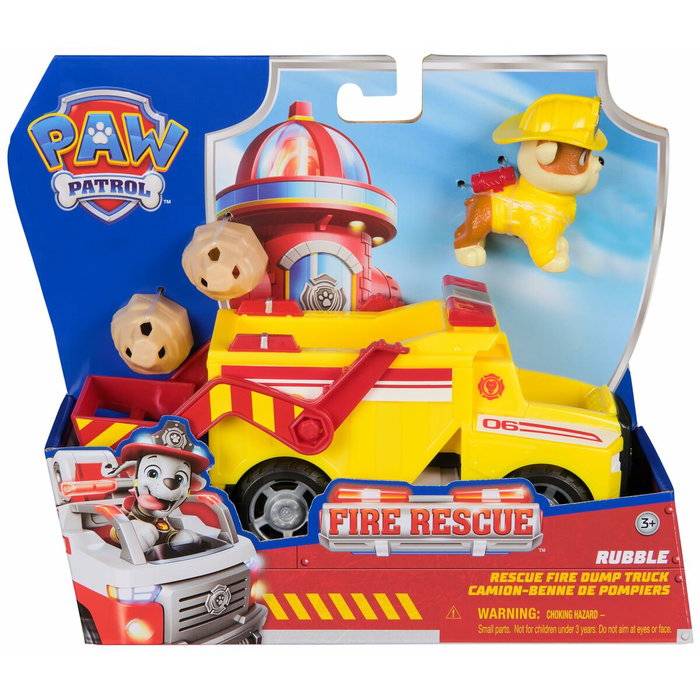 Spin Master Véhicule Fire Rescue Rubble Paw Patrol avec figurine et projectiles