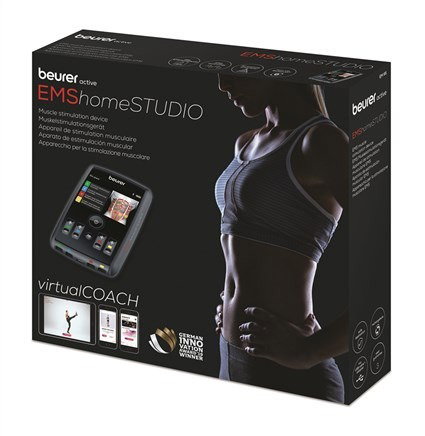 Beurer EM-95 Electrostimulateur Digital pour le Corps avec Bluetooth, EMS, 20 Programmes, 4 Canaux et Électrodes à Contact avec l'Eau pour Abdomen, Bras et Jambes
