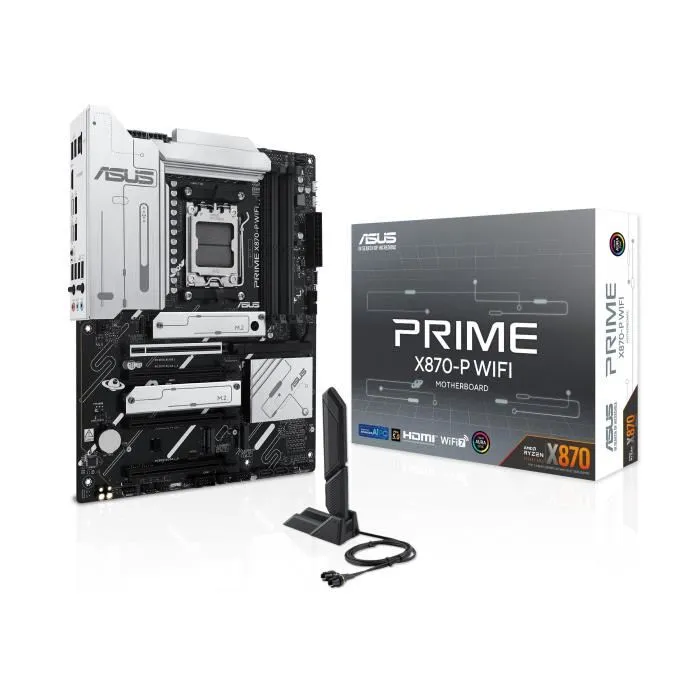 ASUS Carte mère PRIME X870-P WiFi AMD AM5 (Ryzen 7000/8000) ATX, PCIe 5.0, WiFi 6E, 2.5 Gb LAN, DDR5, USB-C ASUS Carte mère PRIME X870-P WiFi AMD AM5 (Ryzen 7000/8000) ATX, PCIe 5.0, WiFi 6E, 2.5 Gb LAN, DDR5, USB-C