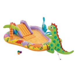 Intex 56139NP Aire de jeux dino - Piscine ludique Dino Park avec toboggan et arroseurs pour enfants dès 2 ans