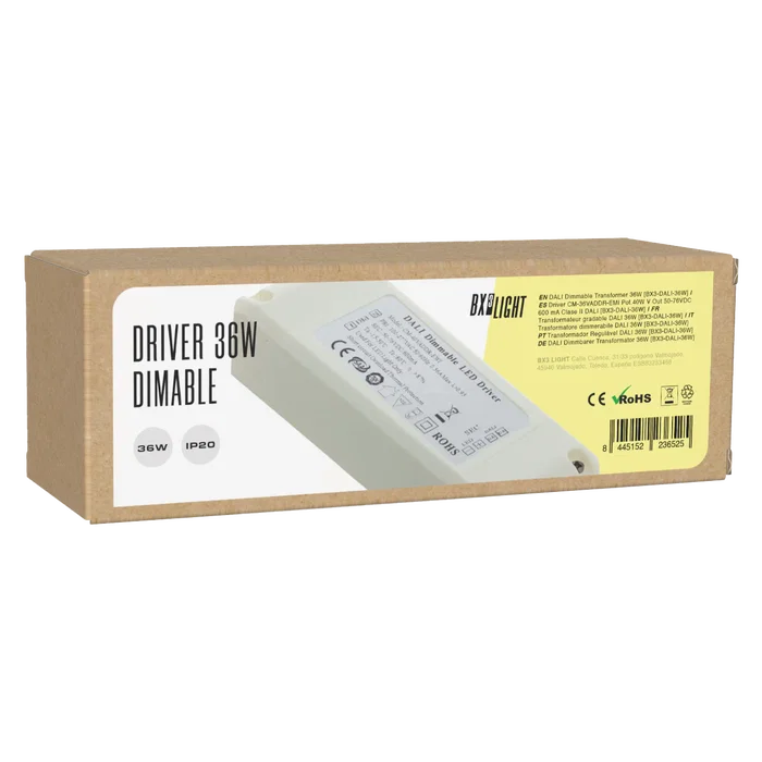 BX3 LIGHT Driver LED DALI CM-36VADDR-EMI, 40W, sortie 50-76V DC 600 mA, constante, classe II, filtrage EMI, pour éclairage professionnel