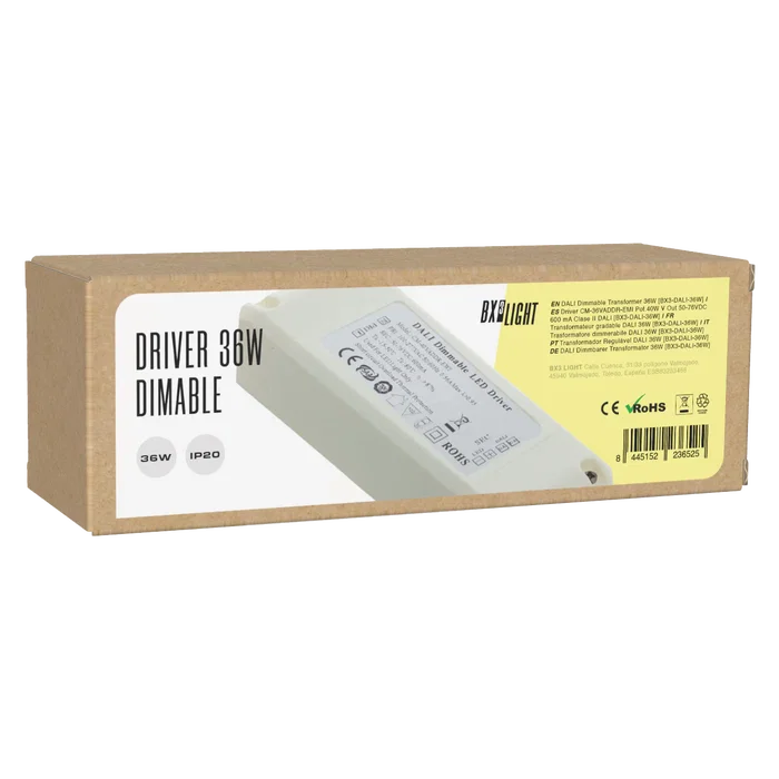 BX3 LIGHT Driver LED DALI CM-36VADDR-EMI, 40W, sortie 50-76V DC 600 mA, constante, classe II, filtrage EMI, pour éclairage professionnel