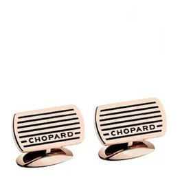 Chopard Classic Racing Boutons de manchette Or rose et laque noire 2cm