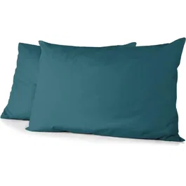Home Linge Passion Lot de 2 Taies d'Oreiller Microfibre 82 g 50x70 cm Bleu canard