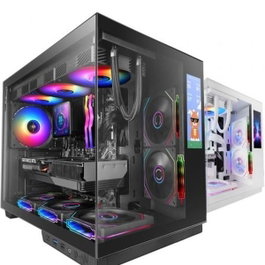 Mars Gaming MCMIRAGE Boîtier PC ATX Cube, Panneau LCD 7.2", Verre Trempé, USB-C, Noir
