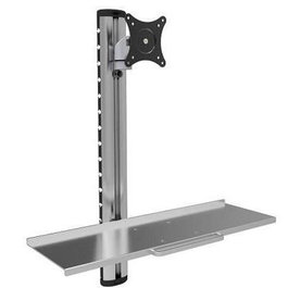 Techly Station de travail murale ergonomique avec support d'écran VESA et plateau clavier, structure aluminium et acier, ajustable en hauteur pour position assise ou debout