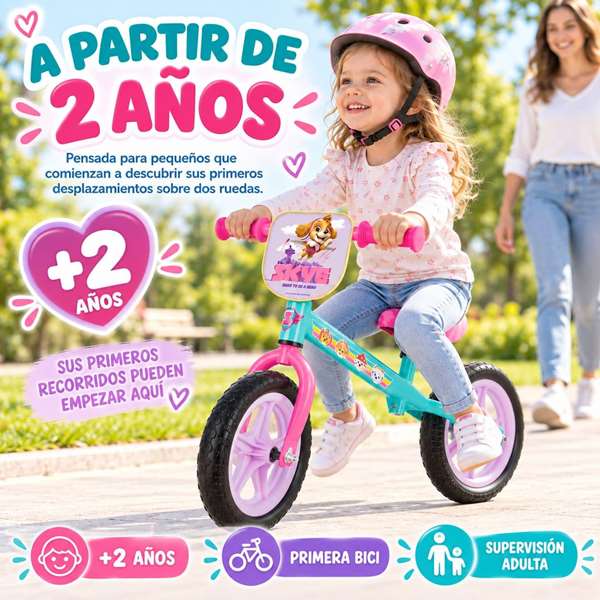JugaToys Bicicleta sin pedales 12 pouces Skye et Everest JugaToys Bicicleta sin pedales 12 pouces Skye et Everest