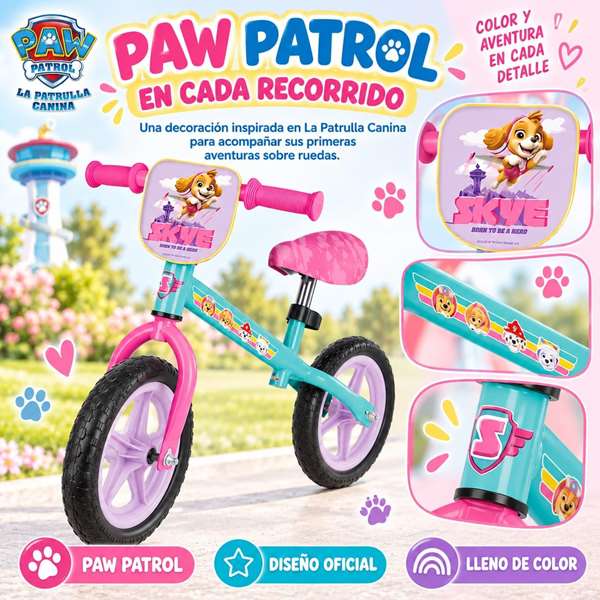 JugaToys Bicicleta sin pedales 12 pouces Skye et Everest JugaToys Bicicleta sin pedales 12 pouces Skye et Everest