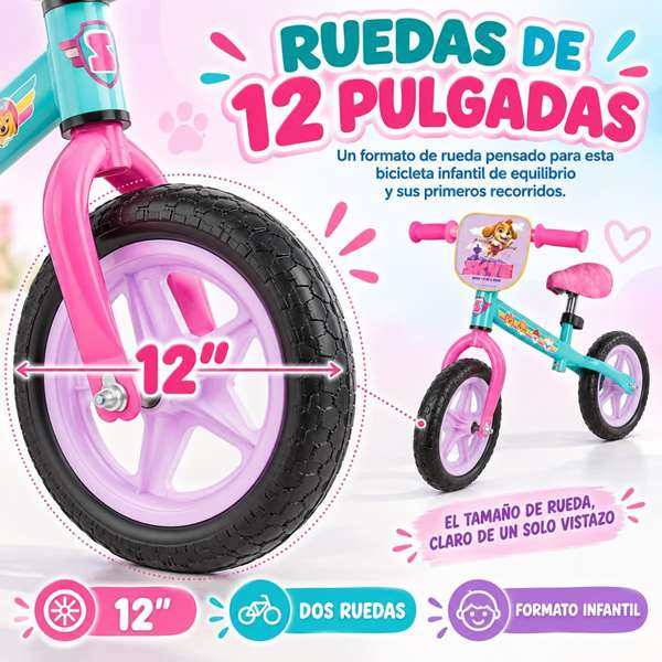 JugaToys Bicicleta sin pedales 12 pouces Skye et Everest JugaToys Bicicleta sin pedales 12 pouces Skye et Everest