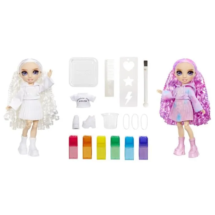 Rainbow High - Water Color - Poupée mannequin de 27cm (Violet) avec 2 tenues et accessoires à personnaliser - Coloriage et effets Tie-Dye - Age 4 ans et plus