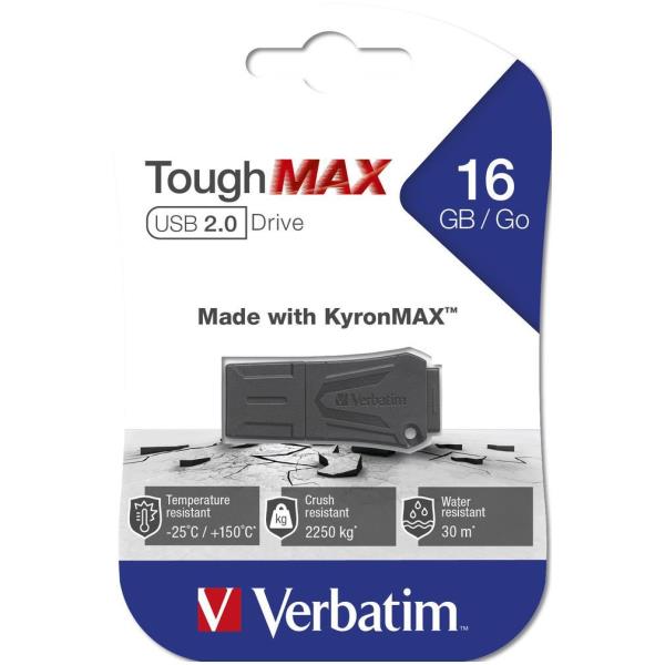 Verbatim ToughMAX 16 Go Clé USB 2.0 Noir - Mémoire de stockage résistante et compacte