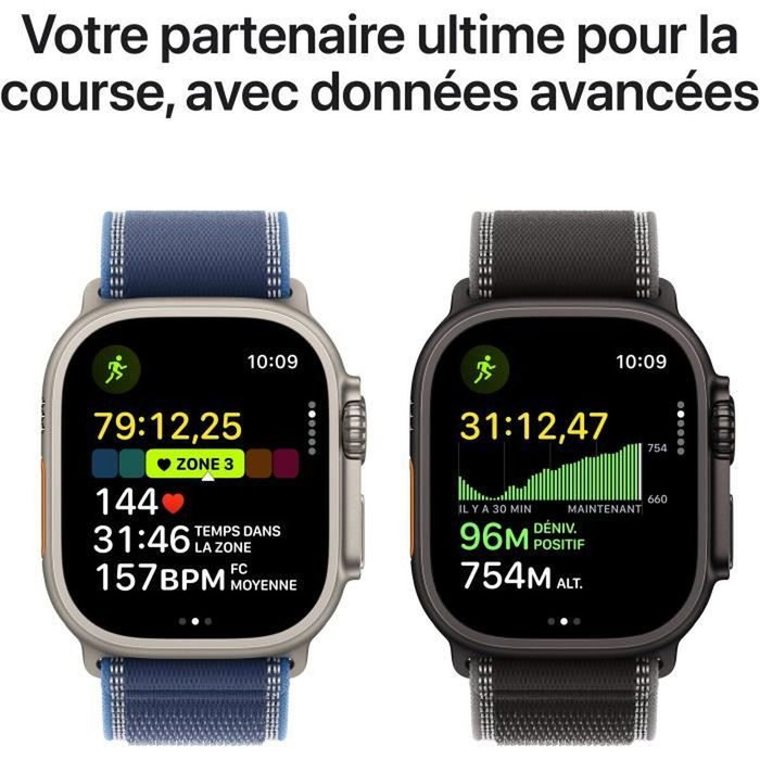 Apple Watch Ultra 3 GPS + Cellular - 49mm - Boîtier Black Titanium - Bracelet Black Titanium Milanese Loop - Large Apple Watch Ultra 3 GPS + Cellular - 49mm - Boîtier Black Titanium - Bracelet Black Titanium Milanese Loop - Large