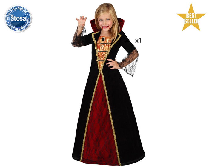 Déguisement Vampiresse pour Fille Halloween - Robe Longue Enfant 10-12 Ans - Polyester Déguisement Vampiresse pour Fille Halloween - Robe Longue Enfant 10-12 Ans - Polyester
