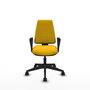 Chaise Elche Asynchrone Tissu Jaune Base pyramidale noire Accoudoirs fixes Sans appui-tête Roulettes 65mm nylon