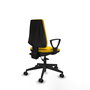 Chaise Elche Asynchrone Tissu Jaune Base pyramidale noire Accoudoirs fixes Sans appui-tête Roulettes 65mm nylon