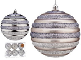 Krist+ Lot de 6 Boules de Noël Argent Cercles 10 cm Plastique (Set de 6)