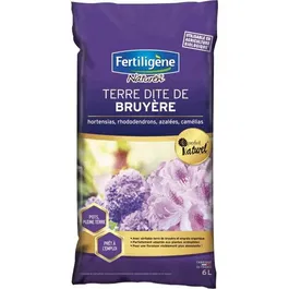 Fertiligene Terre de bruyère 6L prête à l'emploi - Terreau pour plantes acidophiles, naturel et utilisable en agriculture biologique