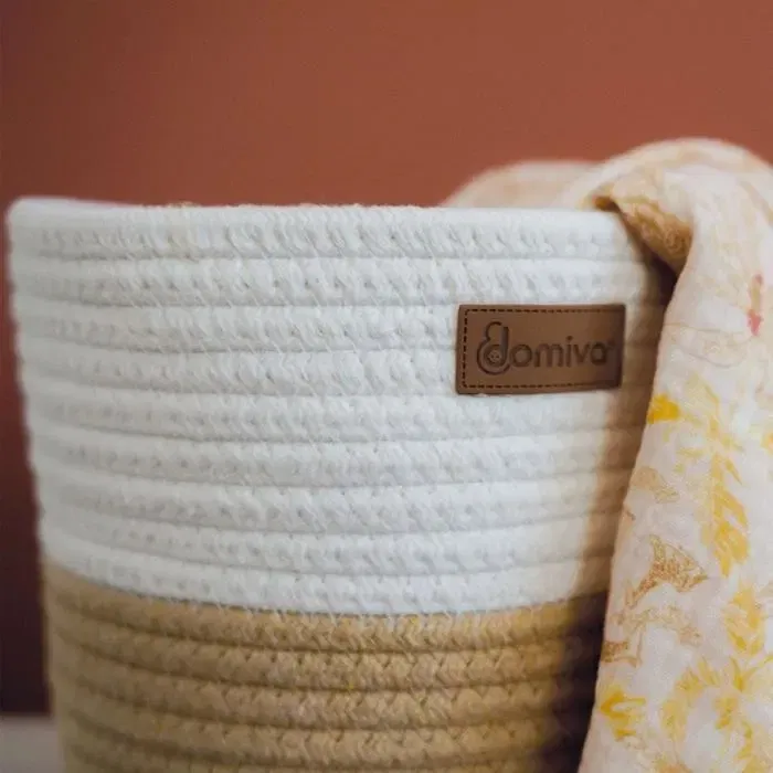 DOMIVA - 2 Paniers de rangement en coton tressé - Collection Honey Moon - Pour jouets, couches et accessoires